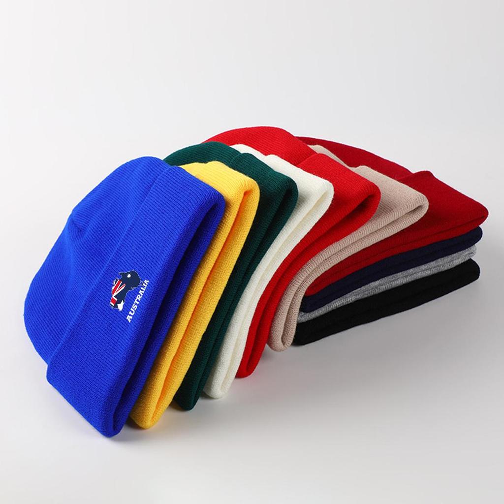 Australia Flag Map Print Knit Hat Beanie, Patriotic Man Cap Versatile Cozy Casual Gorro Knitted Cap Beanie