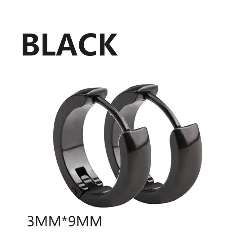 1Pair Punk Stainless Steel Round Circle Hoop Earrings For Men Women Not Fade Ear Rings Hip Hop Male Zircon