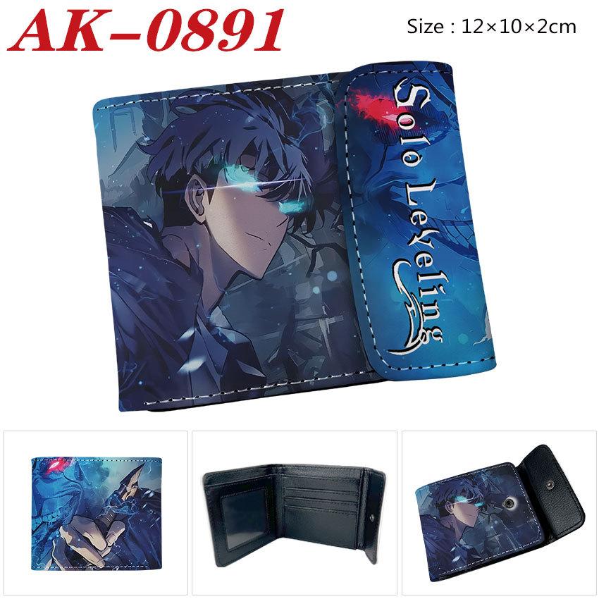 Solo Leveling Anime Wallet Full Color Print Leather Bifold Snap Clutch Portable Card Holder