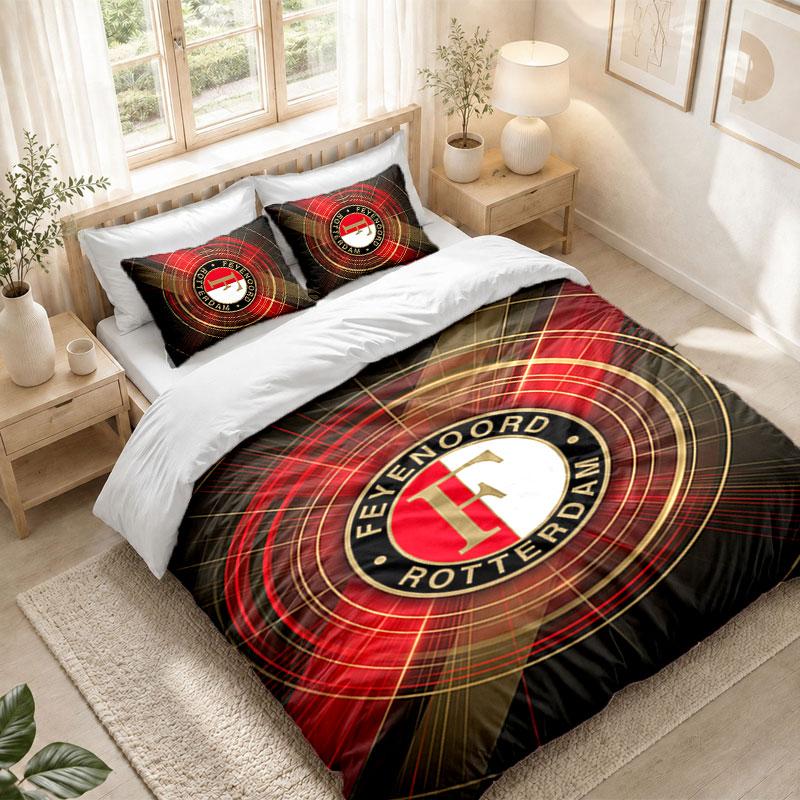 Bettwäsche-Set 1 Bettbezug 2 Kissenbezüge Feyenoord-Druck Schlafzimmer Heimdekoration