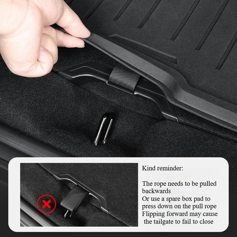 Car Rear Trunk Rope Draw String Hook Loop Organizer for Tesla Model Y Juniper 2025 Trunk Cover Handle Car Interior Accessories