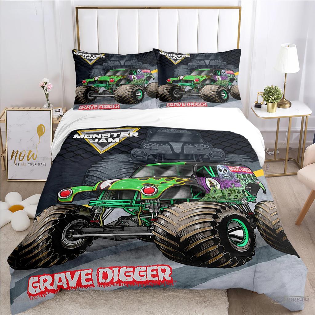 Monster Truck Duvet Cover Catroon Monster Jam Bedding Sets Soft Quilt Cover And Pillowcases For Teens