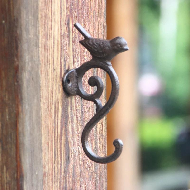 Vintage Cast Iron Bird S-Hook, Heavy Duty Wall Hook For Hanging Coats, Bags & Keys. Rustic Garden & Patio Decor 1Pc