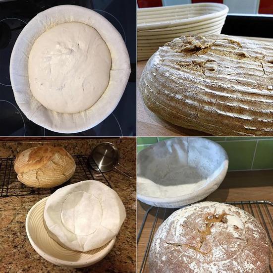 Coș de dospire din ratan Rotund Banneton pentru prepararea pâinii cu maia Include căptușeală Coșuri naturale țesute manual pentru fermentare pentru brutari de casă Artizanal