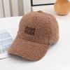 Baseballkappe im koreanischen Stil, Damen, Neu, Herbst und Winter, Lammvelours, Outdoor, Warm, Baseballkappe, Buchstaben