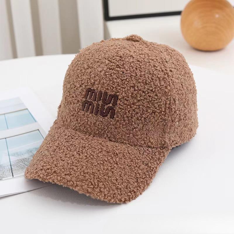Baseballkappe im koreanischen Stil, Damen, Neu, Herbst und Winter, Lammvelours, Outdoor, Warm, Baseballkappe, Buchstaben