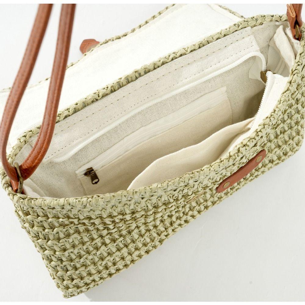 Grass Retro Messenger Bag Large Capacity Summer Beach Bag Leisure Woven Straw Crossbody Bag Summer