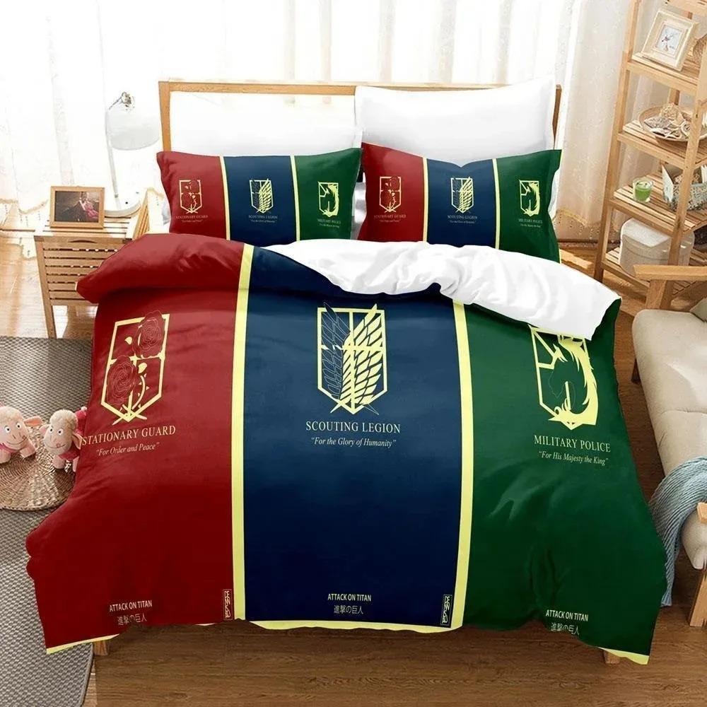Attack on Titan Dekbedovertrek Anime Cartoon Beddengoedset Jongens Meisjes Slaapkamerdecoratie Kinderen Cadeau Eenpersoons Tweepersoons Maat