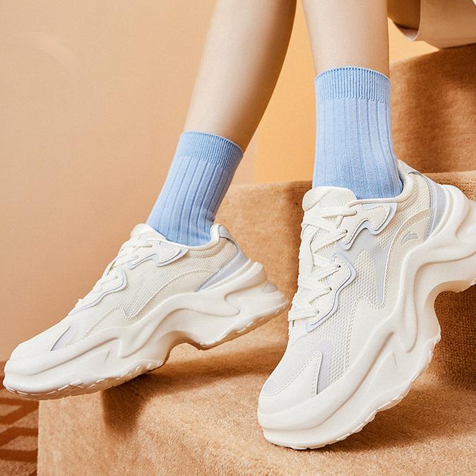 Anta Comfortable Breathable Non-Slip Durable Low-Top Casual Shoes Women Sneakers White Gray 122438889-4