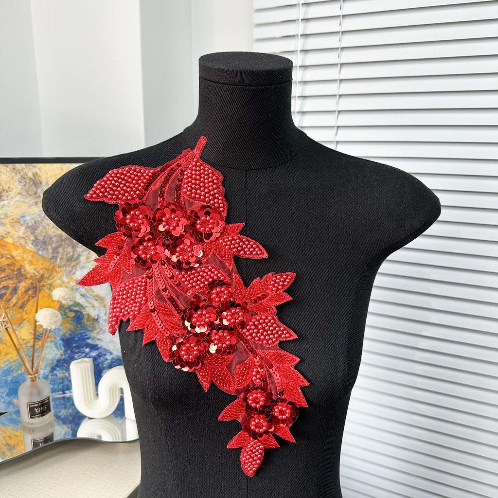 Mesh Sequin Embroidery Diy Applique Wedding Dress Dress Clothing Accessories Decorative Flower Cloth Sticker
