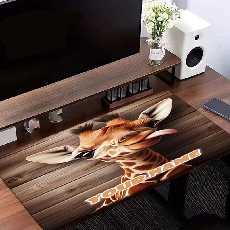 1PC Custom Name Giraffe Artwork Mouse Pad, Keyboard and Mouse Desk Pad, for Computer Notebook  Birthday Gift For Any Room Or Office