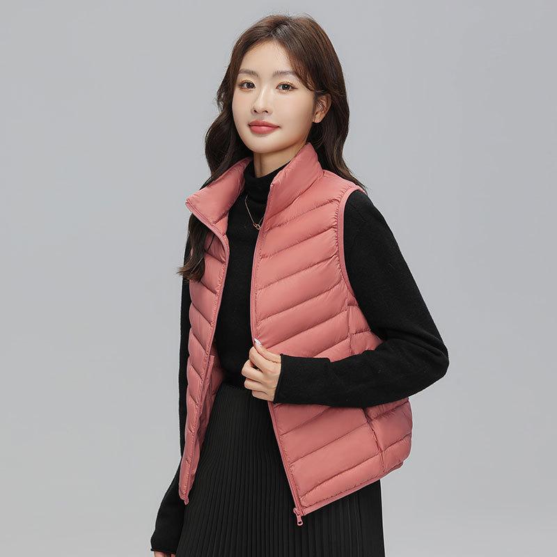 Autumn and Winter New Fashion Stand-up Collar Zipper Short White Duck Down Vest Winter Vest Jacket Vest Tide