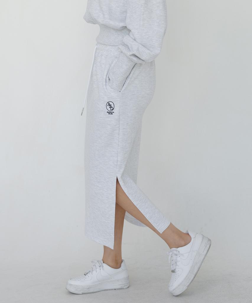 Super Studio Jupe Longue Sweat Femme Gris Blanc