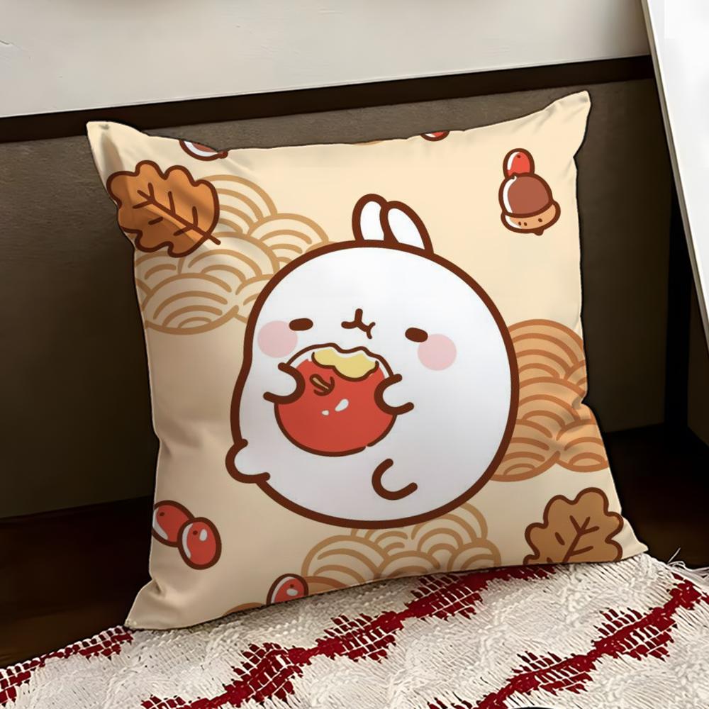 Cute MMolang Cushion Cover Reversible Soft Durable Pillow Cover Home Car MultiScene Use for Daily Comfort