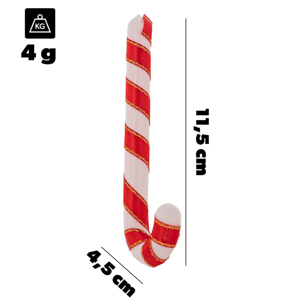 Christmas Cane Sugar Christmas Baubles Decoration 12 Cm Set of 12 Pcs