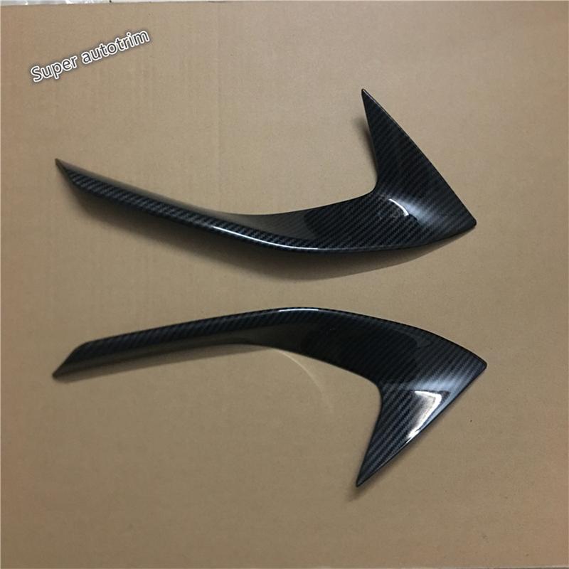 Chrome / Carbon Fiber Look Front Fog Lights Lamps Eyebrow Strip Cover Trim For Peugeot 3008 5008 GT 2017 -  Car Accessories