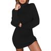 Knitted Turtleneck Midi Bodycon Dress Autumn Winter Women Casual Long Sleeve Plus Size Dresses