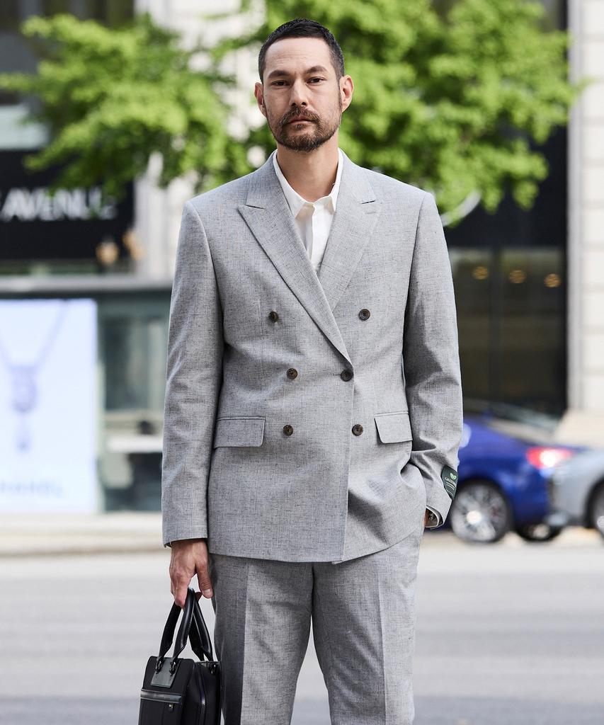 Stco [Summer Suit] Italy Marlane Wool & Linen Double-Breasted Suit Set_Grey (Classic Fit)_Ssjub92Set