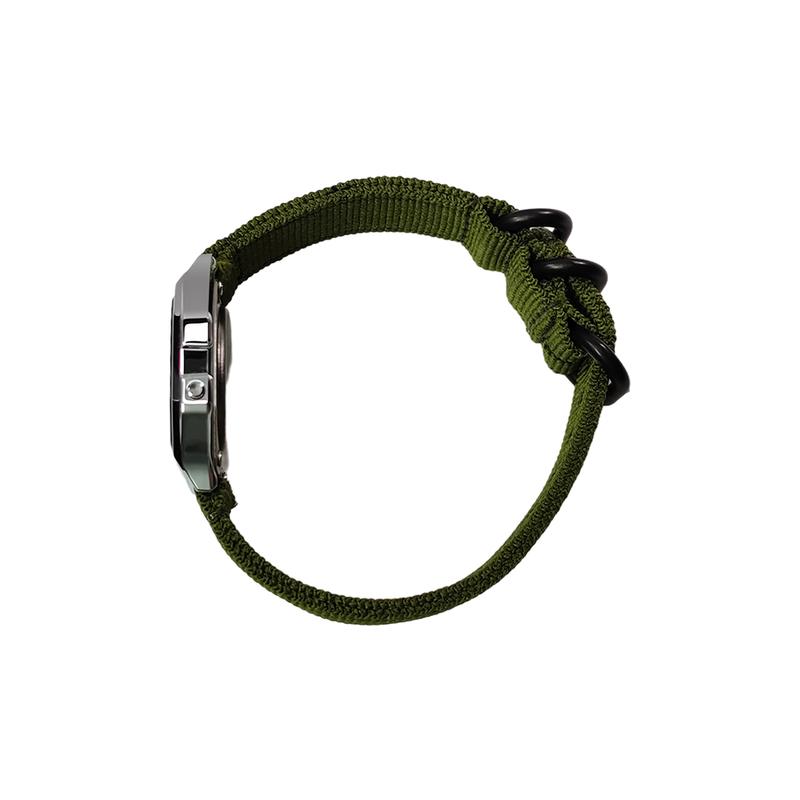 CASIO Customized watch modified series silver resin case A158WA-1 modified-Tie Lei heart rhythm Quartz nylon strap A158WA-LvSeBiaoDaiFenSeBiaoJing