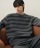 DRAW FIT Wool Hairy Stripe Pullover Knit [Melange Grey]