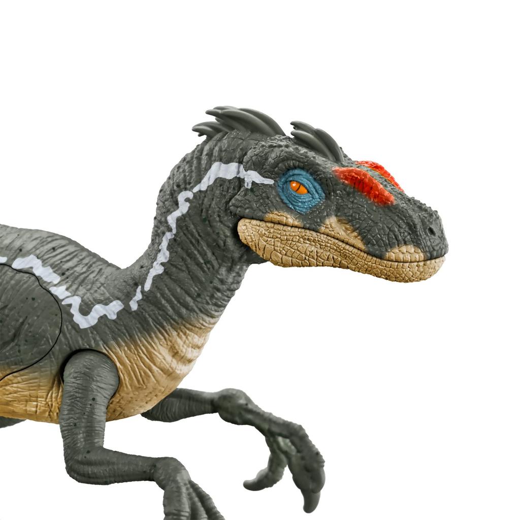 Mattel Jurassic World Beschädigter leuchtender Velociraptor [Gesamtlänge: Ca.. 20cm] [Ab 4 Jahren] HNC11