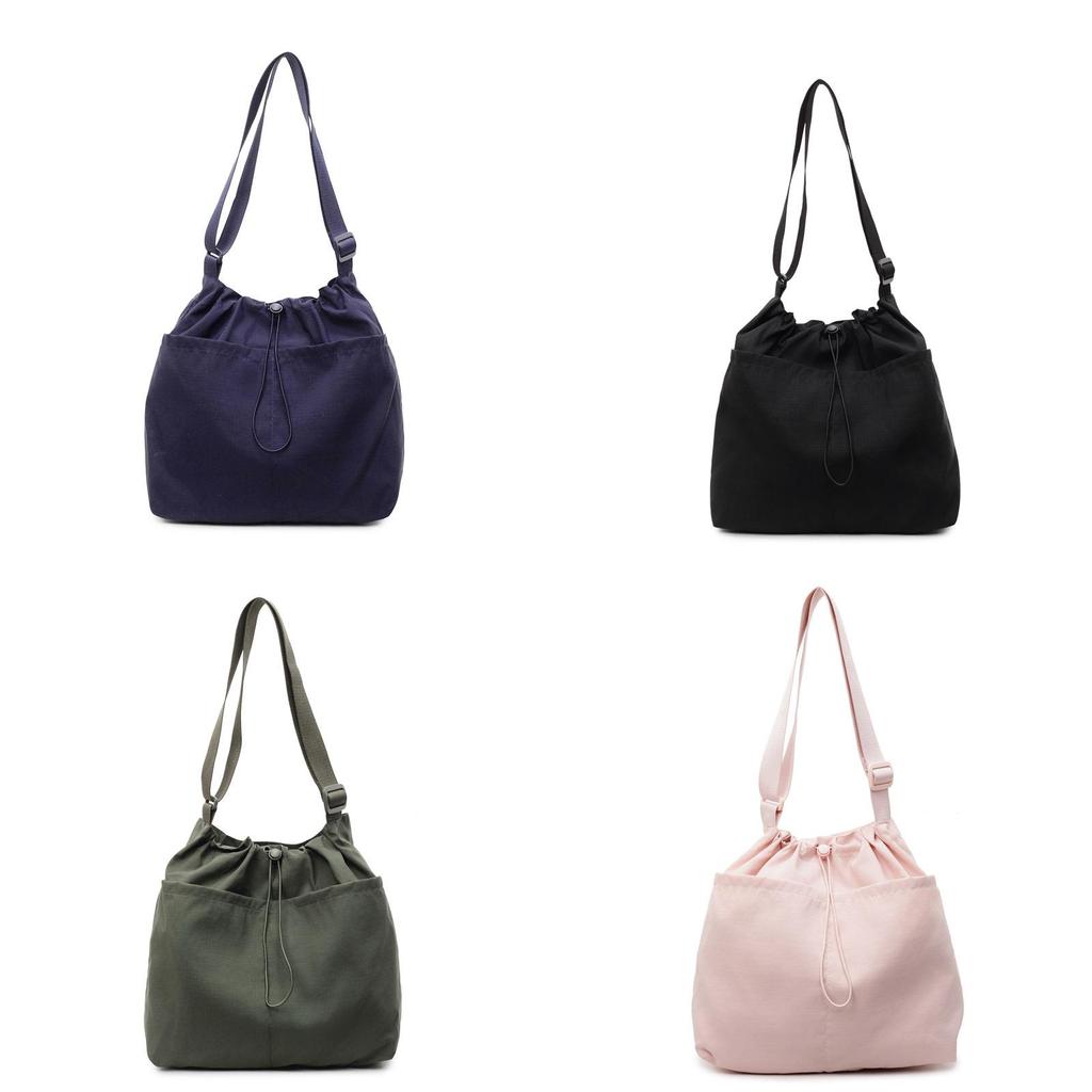 Nylon Bucket Bag With Drawstring Closure For Casual Daily Use