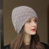 Pălărie nouă de iarnă, la modă de stradă, amestec de blană de iepure, pălărie groasă și caldă pentru femei, decorare elegantă cu perle, pălărie tricotată, cadou pentru doamne