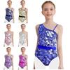 Mädchen Glitzer Pailletten Jumpsuit Ärmelloser Tanzbody Gymnastikbody Tanzaufführung Eiskunstlauf Unitard