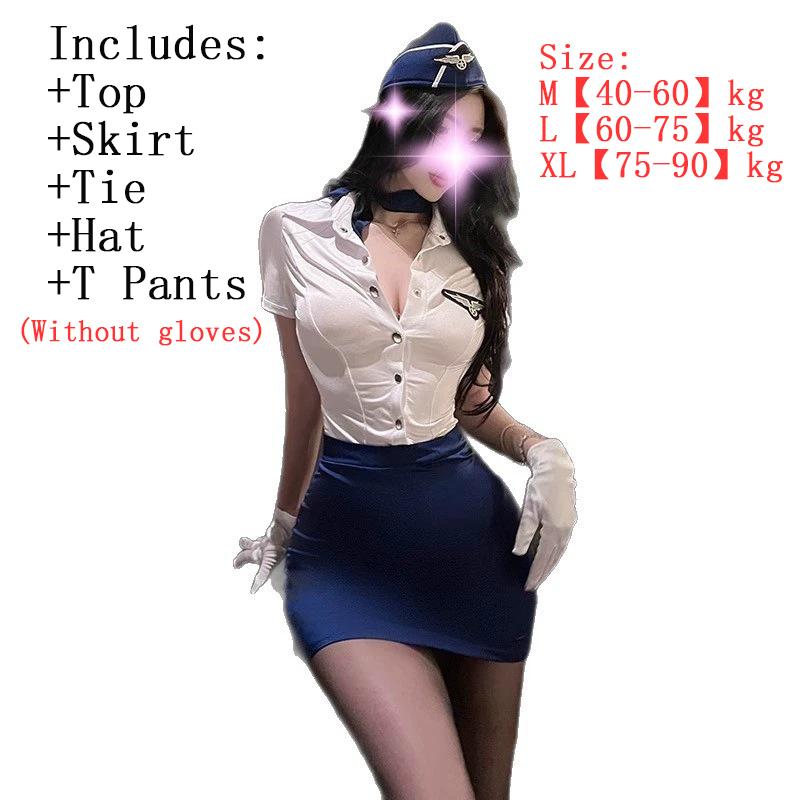 Sexy Stewardess Uniform Plus Size Lingerie Cosplay Policewoman Uniform Temptation Hip Miniskirt Suit Performance Stage Costume