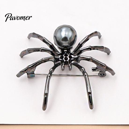 Shirt Collar Pin 1/2Pcs 3D Spider Brooch for Halloween, Horror Alloy Metal Clothing Pins Lapel Pin, Clothes Jackets Backpacks Costume Accessories Coat