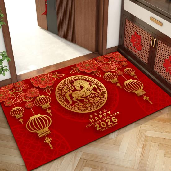 Floor Mat Horse Pattern Anti-Slip Bottom Surface Wear-Resistant Floor Mat Easy to Clean Home Office Cafe