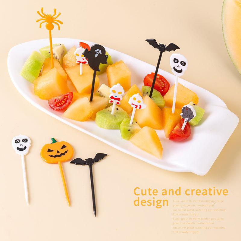 10 Stück/Set Cartoon Kinder Kuchen Dessert Spieß Zahnstocher Mittagessen Spieß Halloween Obstgabel Essensgabel Bento Mittagessen Party Dekoration