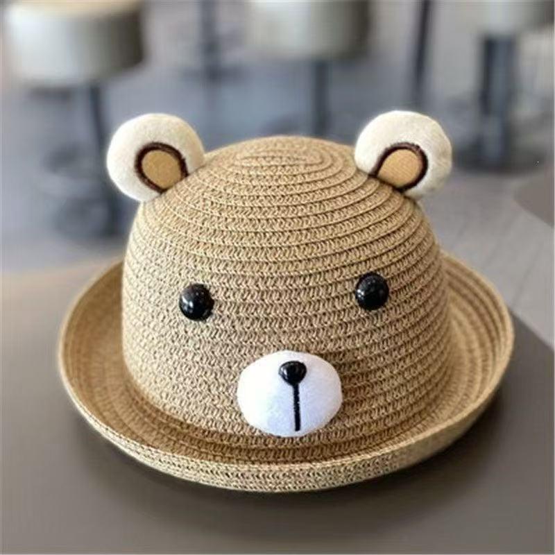Kids Cartoon Panda Sun Hat Summer Baby Roll Brim Beach Vacation Cap Unisex Toddler UV Protection Outdoor Headwear