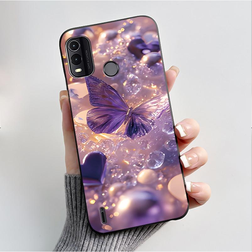 For Nokia G11+ G11 G21 Case Couple Fashion Butterfly Flowers Black Soft Silicone TPU Phone Casing For Nokia G11 Plus Back Cover