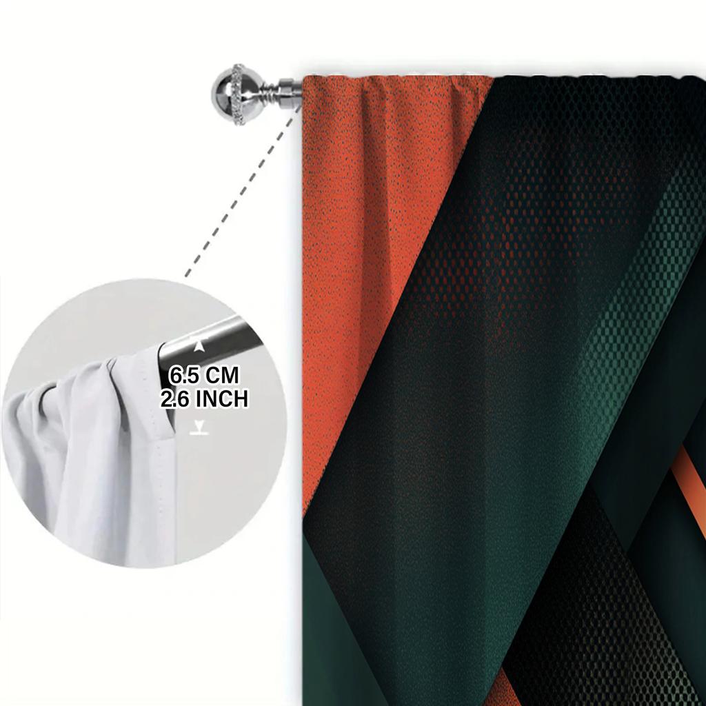2pcs Geometric Pattern Printed Curtain for Home Decor - Rod Pocket Window Treatment for Bedroom, Office, Kitchen, Living Room
