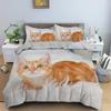 Parure de lit à motif animal 3D, ensemble de literie à motif de chat mignon, housse de couette en polyester, taille King, Twin, simple, textile pour la maison, chaton