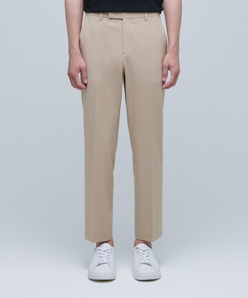 Musinsa Standard Lightweight Relaxed Tapered Hidden Banding Crop Slacks [Beige]