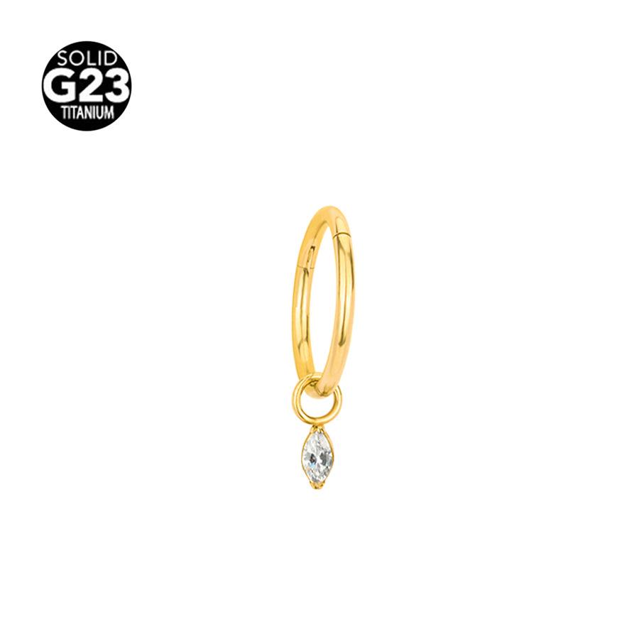 F136 Titanium Nose Ring Earring with Marquise Pendant - 1.2/1.0 Gauge Cartilage Stud Piercing Jewelry