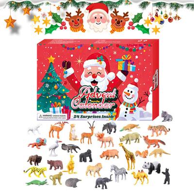 Calendrier de l'Avent de Noël avec 24 Figurines d'Animaux Compte à Rebours Quotidien jusqu'à Noël pour Enfants Amusant Interactif Parent-Enfant Collection de Cadeaux