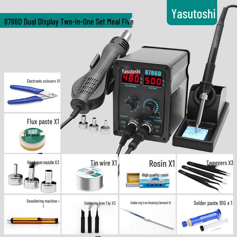 Anli Xin 878D/858D Hot Air & Soldering Station Combo for Lead-Free Mobile & PC Welding
