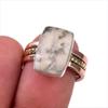 Natural Jasper Gemstone 925 Solid Sterling Silver Jewelry Two Tone Ring S.7 R1k77