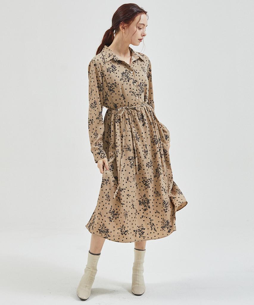 Manavis Seven Diane Half Shirt Dress Beige