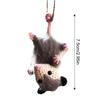 Knitted Possum Auto Charm Ornaments Cute Rearview Mirror Car Decor Handmade Key Chain Pendant Car Decoration Accessories