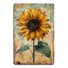 1 Piece of Vintage Sunflower Metal Tin, 8x12 Inch Garden Style Wall Listing, Suitable for Home, Restaurant, Bathroom, Garage