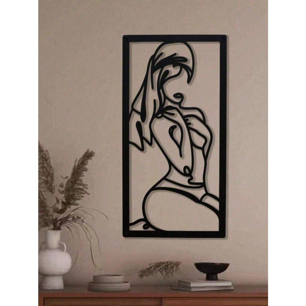 Metal Wall Art Female Minimal Line Home Decor Modern Housewarming Gift