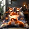 Warmer Minimalistischer Stil 3D-Muster Tier Fuchs Bettwäsche-Set Elfen Gebürstet Digitaldruck Bettbezug Weich Bequem für Bett