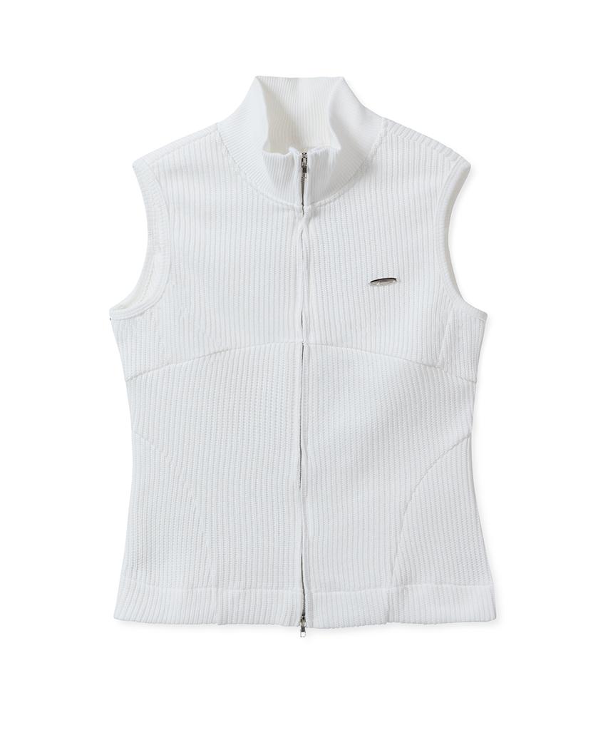 Fdr Law Guage Rib Zip Up Sleeveless Cream