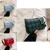 Stylish Pu Leather Women Shoulder Bag Plaid Woven Square Hand Chain Bag Gift