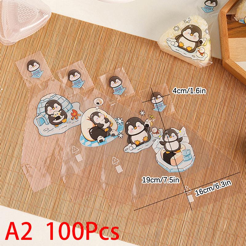 100 Stuks Mooie Cartoon Driehoek Rijstbal Verpakkingszak Zeewier Onigiri Sushi Maakvorm Gereedschap Bento Accessoires