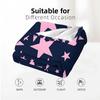 Navy Bubblegum Star Soft Flannel Blanket Breathable Warm Throw for Office Car Sofa Kids Room Birthday Xmas Gift